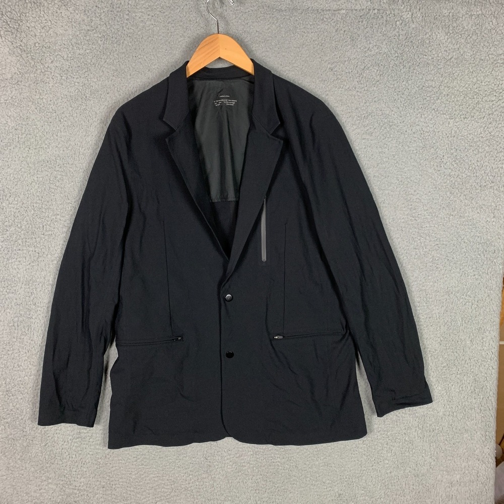 Paskho Blazer Sport Coat Men's Actual 42 Black Stretch Cotton Technical Travel‎